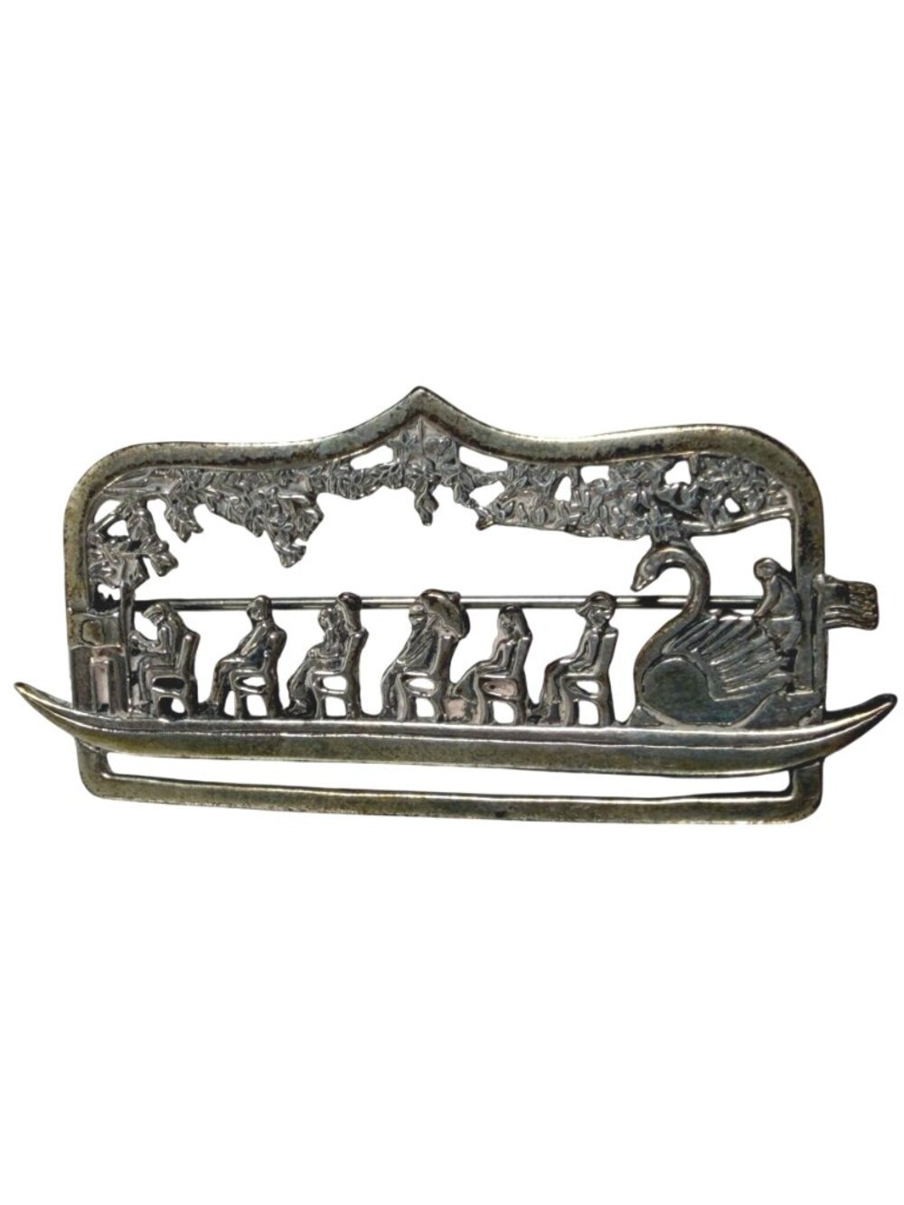 Vintage Hand & Hammer H&H de mMatteo Sterling Silver Swan Boat Pin Brooch US Fla - Picture 5 of 6